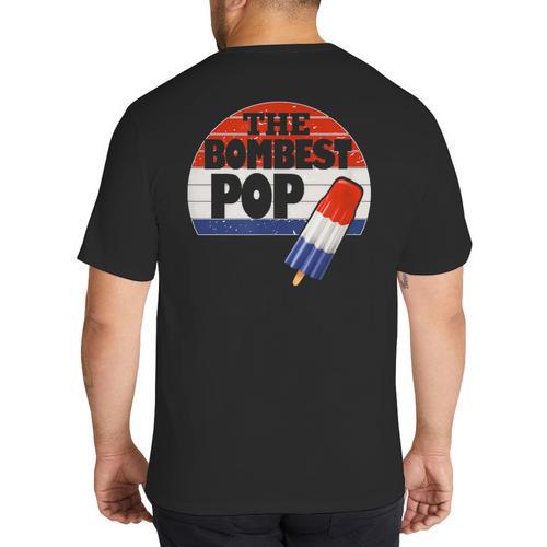 Fathers Day Shirt Cool Dad Bombest Pop Retro 80s Dad Big And Tall Men's T-Shirt Back Print - Father's Day Fun