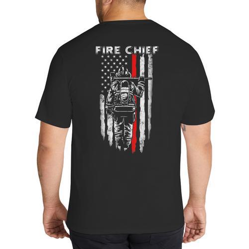 Fire Chief American Flag Gifts For Fire Chief Dad Grandpa Big And Tall Men's T-Shirt Back Print - Father's Day Fun
