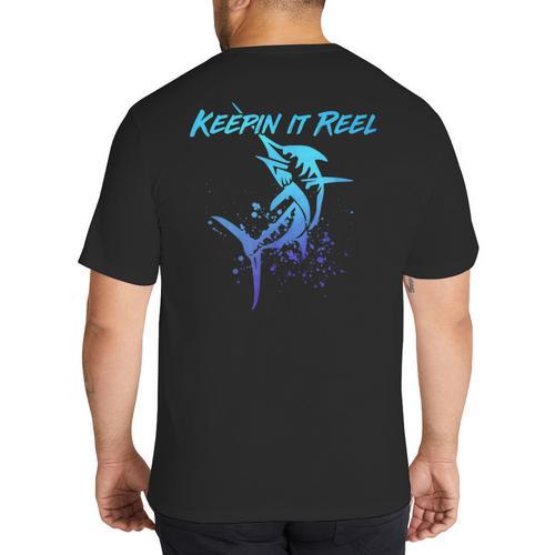 Fishing Keepin IT Reel Marlin Sport Fishermen Men Dad Big And Tall Men's T-Shirt Back Print - Father's Day Fun