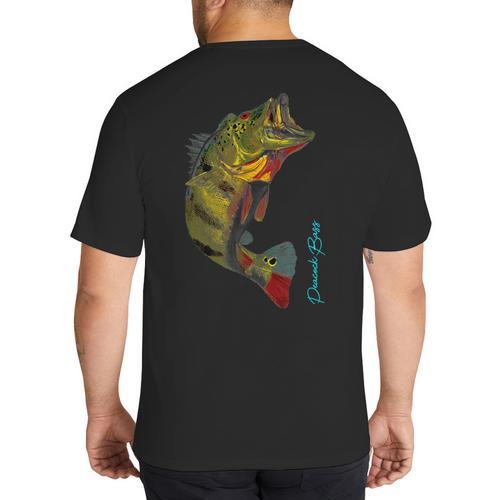 Fishing Shirts PEACOCK BASS Fishing Art Shirt For Dad Big And Tall Men's T-Shirt Back Print - Father's Day Fun