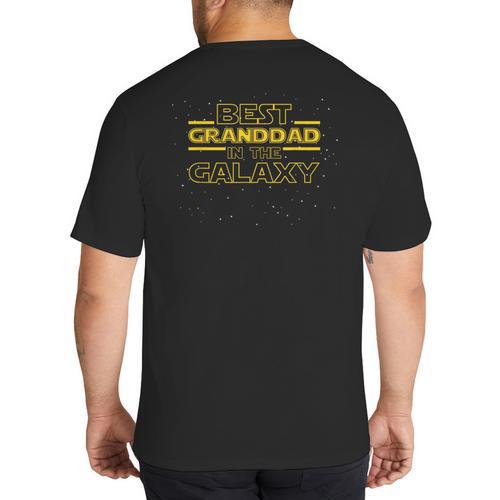 Grandpa Granddad Shirt Best Granddad In The Galaxy Big And Tall Men's T-Shirt Back Print - Father's Day Fun