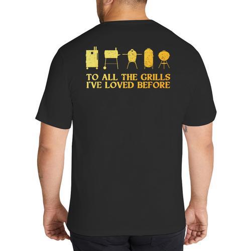 Grilling Art For Men Dad Barbecue Meat Smoking BBQ Big And Tall Men's T-Shirt Back Print - Father's Day Fun