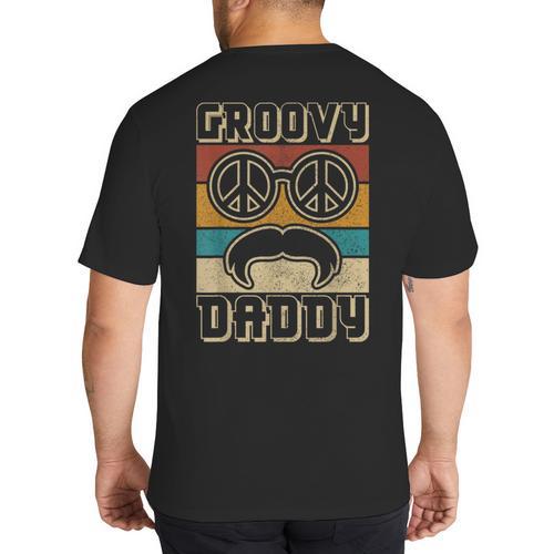 Groovy Daddy 60s Outfit 70s Themed Party Costume Dad Hippie Big And Tall Men's T-Shirt Back Print - Father's Day Fun