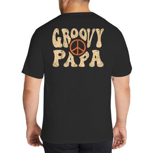 Groovy Papa 70s Aesthetic Nostalgia 1970's Retro Dad Big And Tall Men's T-Shirt Back Print - Father's Day Fun