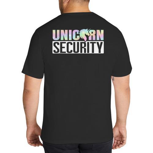 Halloween Mom Dad Daughter Adult Costume Unicorn Security Big And Tall Men's T-Shirt Back Print - Father's Day Fun
