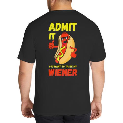 Hilarious Hot Dog Dad Joke Text Pun Dirty Joke -Barbecue Big And Tall Men's T-Shirt Back Print - Father's Day Fun