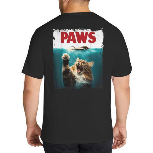 Humorous Paws Parody Cat Mouse For Cat Lover Cat Mom Cat Dad Big And Tall Men's T-Shirt Back Print - Father's Day Fun