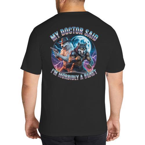 I'm A Beast Alpha Man Alpha Wolves Jokes Dad Papa Alpha Wolf Big And Tall Men's T-Shirt Back Print - Father's Day Fun