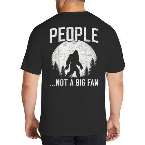 Introvert Bigfoot People Not A Big Fan Dad Joke Big And Tall Men's T-Shirt Back Print - Father's Day Fun