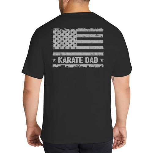 Karate Dad America US Flag Patriot Vintage Big And Tall Men's T-Shirt Back Print - Father's Day Fun