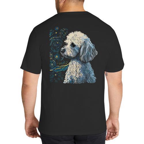Maltipoo Starry Night Van Gogh Maltipoo Mom Dad Owner Big And Tall Men's T-Shirt Back Print - Father's Day Fun