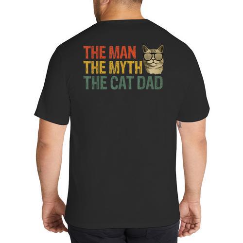 The Man The Myth The Cat Dad Cat Daddy Vintage Big And Tall Men's T-Shirt Back Print - Father's Day Fun