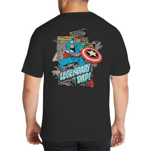 Marvel Captain America Legendary Dad Father's Day Big And Tall Men's T-Shirt Back Print - Father's Day Fun