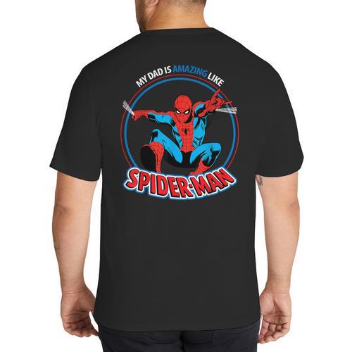 Marvel Dad Is Amazing Like Spider-Man Father's Day Big And Tall Men's T-Shirt Back Print - Father's Day Fun