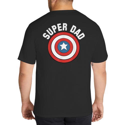 Marvel Father's Day Super Dad Captain America Shield Big And Tall Men's T-Shirt Back Print - Father's Day Fun