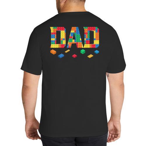 Master Builder Dad Birthday Boy Building Bricks Blocks Daddy Big And Tall Men's T-Shirt Back Print - Father's Day Fun