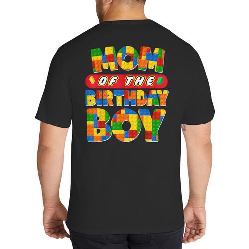 Mom And Dad Birthday Boy Building Bricks Family Party Decor Big And Tall Men's T-Shirt Back Print - Father's Day Fun