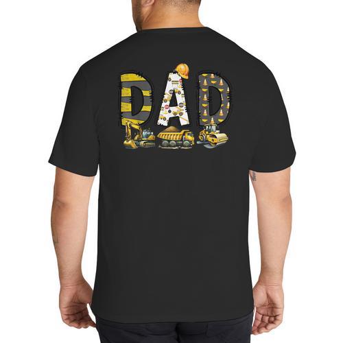 Mom And Dad Construction Birthday Boys Toddler Kids Family Big And Tall Men's T-Shirt Back Print - Father's Day Fun