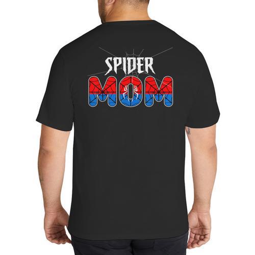 Mom And Dad Spider Family Matching Birthday Halloween Big And Tall Men's T-Shirt Back Print - Father's Day Fun