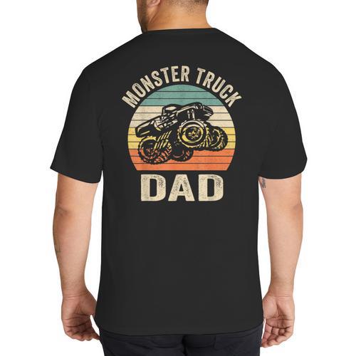Monster Truck Dad Shirt Retro Vintage Monster Truck Shirt Big And Tall Men's T-Shirt Back Print - Father's Day Fun