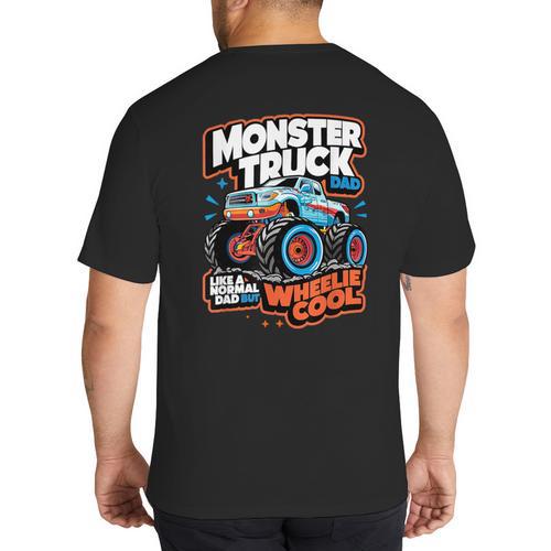 Monster Truck Dad Wheelie Cool Like Normal Dad Big And Tall Men's T-Shirt Back Print - Father's Day Fun