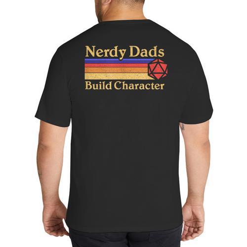 Nerdy Dads Dice For Tabletop RPG New Father Big And Tall Men's T-Shirt Back Print - Father's Day Fun