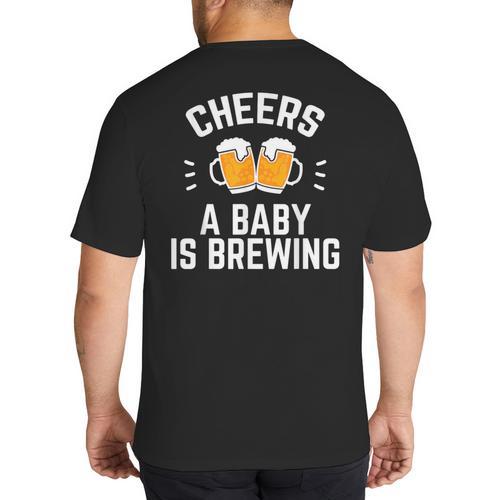 New Dad Baby Shower Cheers A Baby Is Brewing Big And Tall Men's T-Shirt Back Print - Father's Day Fun