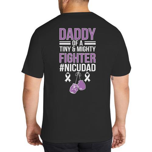 NICU Dad Micro Preemie Baby Dad Of NICU Warrior Appreciation Big And Tall Men's T-Shirt Back Print - Father's Day Fun
