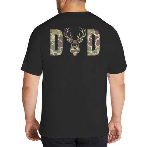 Old School Camo Dad Hunting Camouflage Deer Father's Day Big And Tall Men's T-Shirt Back Print - Father's Day Fun