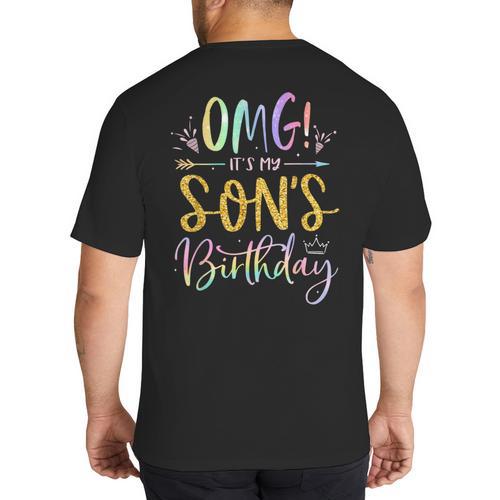 OMG It's My Son's Birthday Happy Bday Tie Dye Mom Dad Big And Tall Men's T-Shirt Back Print - Father's Day Fun