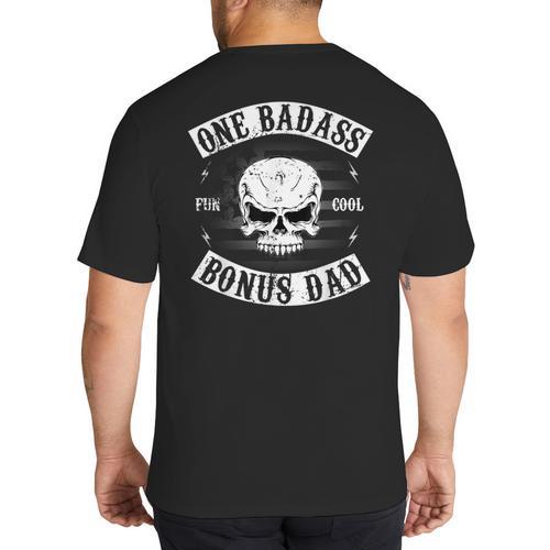 One Badass Bonus Step Dad Birthday Stepdad Big And Tall Men's T-Shirt Back Print - Father's Day Fun