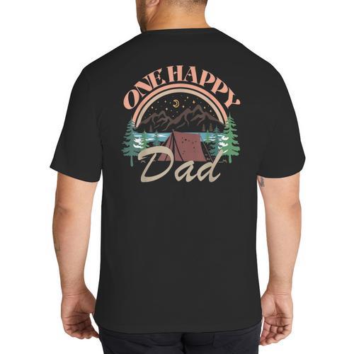 One Happy Dad First Birthday Camping Matching Family Party Big And Tall Men's T-Shirt Back Print - Father's Day Fun