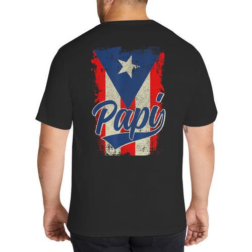 Papi Puerto Rican Dad Puerto Rico Pride Boricua Father's Day Big And Tall Men's T-Shirt Back Print - Father's Day Fun
