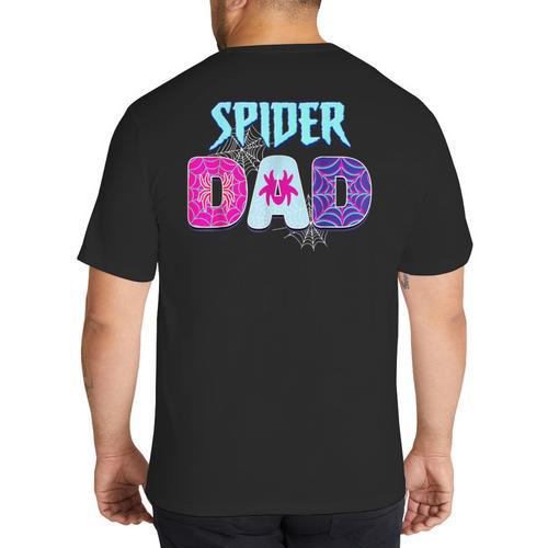 Parents Mom Spider Dad Matching Family Birthday Big And Tall Men's T-Shirt Back Print - Father's Day Fun