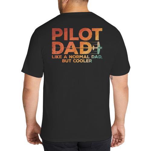 Pilot Dad Art For Men Father Aviation Airplane Pilot Big And Tall Men's T-Shirt Back Print - Father's Day Fun