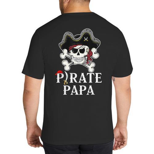 Pirate Papa Costume Jolly Roger Crossbones Pirate Dad Big And Tall Men's T-Shirt Back Print - Father's Day Fun