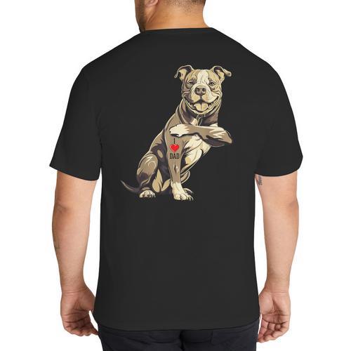 Pitbull I Love Dad Pit Bull Terrier Pettie Dog Owner Father Big And Tall Men's T-Shirt Back Print - Father's Day Fun