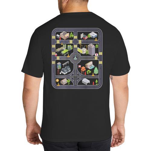 Play Cars On Dad's Back Mom's Back City Map BACK PRINT ONLY Big And Tall Men's T-Shirt Back Print - Father's Day Fun