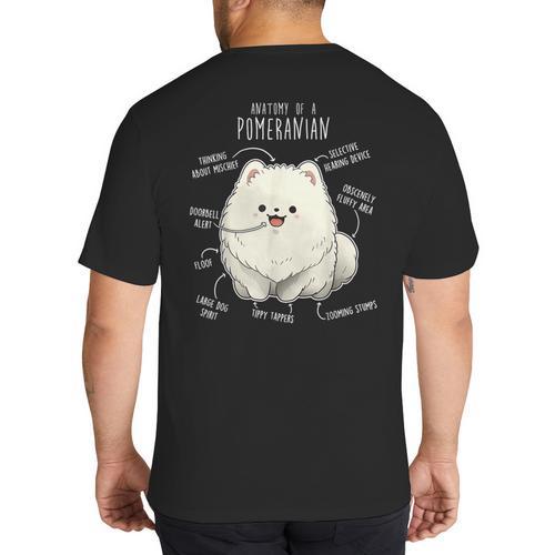 Pomeranian Anatomy Cute Pet Pom Mom Dog Dad For Men Women Girls Kids Big And Tall Men's T-Shirt Back Print - Father's Day Fun