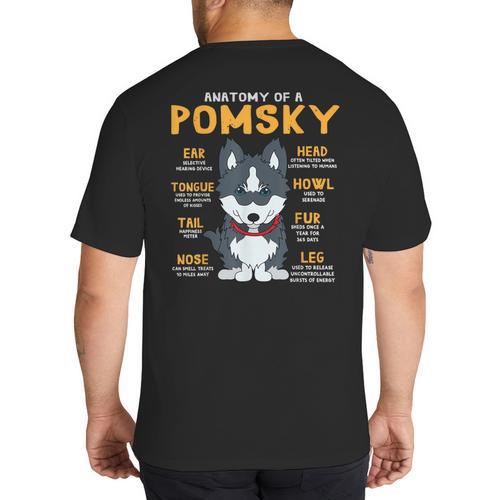 Pomsky Anatomy Dog Mom Dad Big And Tall Men's T-Shirt Back Print - Father's Day Fun