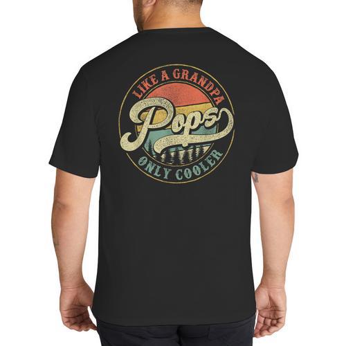 Pops Like a Grandpa Only Cooler Vintage Retro Pops Dad Big And Tall Men's T-Shirt Back Print - Father's Day Fun