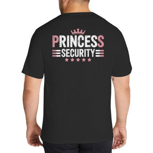 Princess Security Boys Big Brother Vintage Birthday Dad Mom Big And Tall Men's T-Shirt Back Print - Father's Day Fun