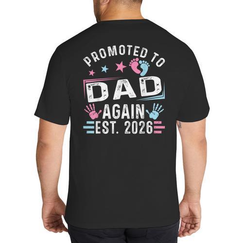 Promoted To Dad Again Est 2026 Vintage Dad Big And Tall Men's T-Shirt Back Print - Father's Day Fun
