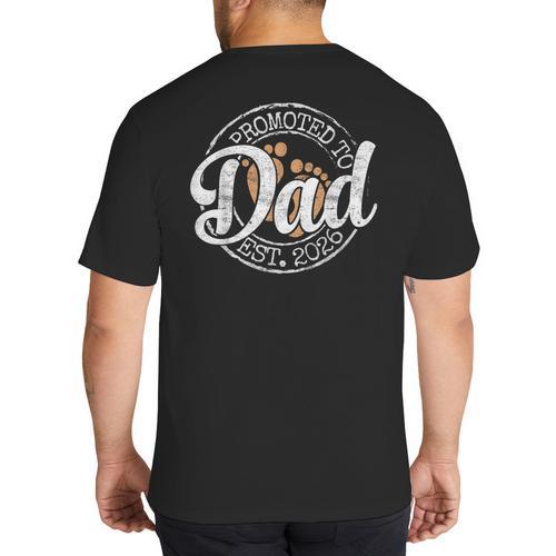 Promoted To Dad Est 2026 Stamp First Time Daddy To Be Big And Tall Men's T-Shirt Back Print - Father's Day Fun