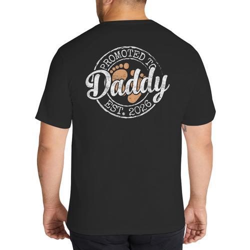 Promoted To Daddy Est 2026 Stamp First Time Dad To Be Big And Tall Men's T-Shirt Back Print - Father's Day Fun