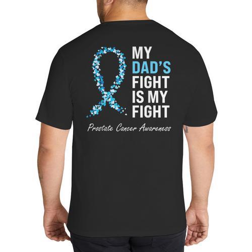 Prostate Cancer Awareness Light Blue Ribbon Dad Survivor Big And Tall Men's T-Shirt Back Print - Father's Day Fun