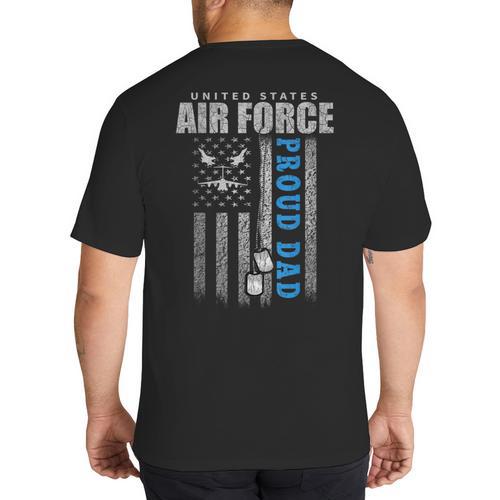 Proud Air Force Dad Of The US Air Force USA Flag Big And Tall Men's T-Shirt Back Print - Father's Day Fun