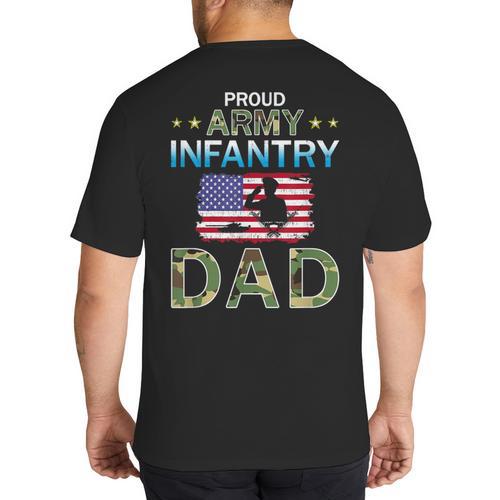 Proud Army Dad-Army Infantry Dad Camouflage Graphics Army Big And Tall Men's T-Shirt Back Print - Father's Day Fun