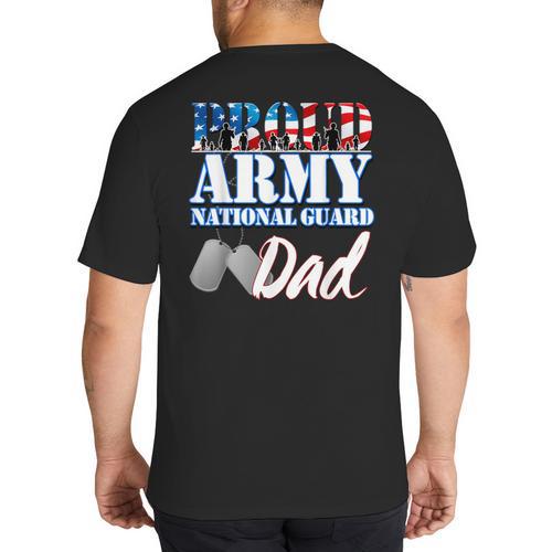 Proud Army National Guard Dad Fathers Day Shirt Men Big And Tall Men's T-Shirt Back Print - Father's Day Fun