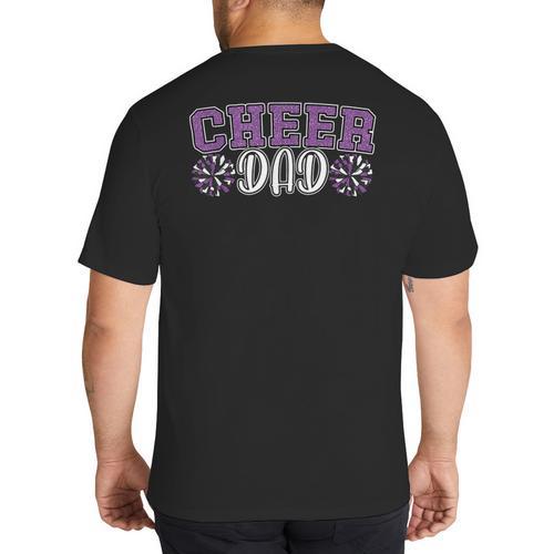 Proud Cheer Dad My Favorite Cheerleader Calls Me Dad Purple Big And Tall Men's T-Shirt Back Print - Father's Day Fun